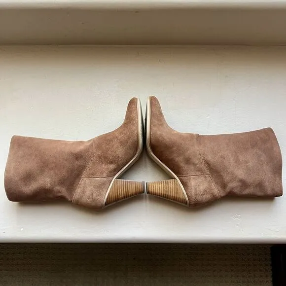 Michael Kors Cognac Brown Suede Mid Calf Pull On Western Boots Women’s 8.5 M