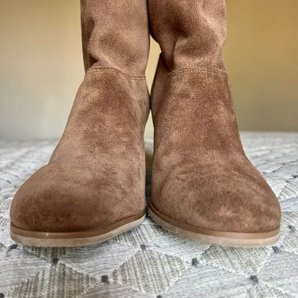Michael Kors Cognac Brown Suede Mid Calf Pull On Western Boots Women’s 8.5 M