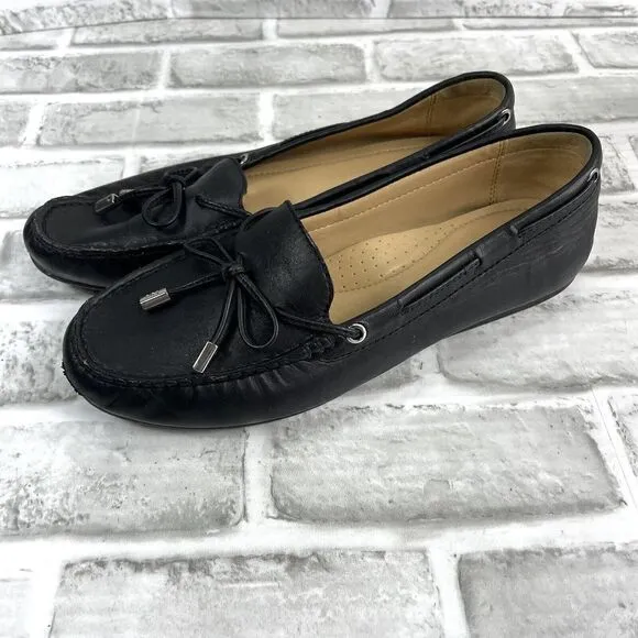 Michael Kors Daisy Women’s Size 8 Black Leather Moccasins Flats Driving Loafers