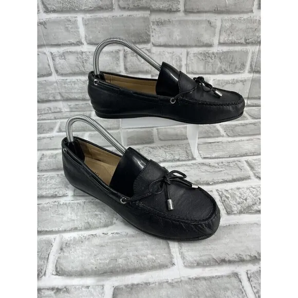 Michael Kors Daisy Women’s Size 8 Black Leather Moccasins Flats Driving Loafers