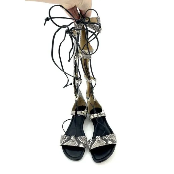 MICHAEL KORS Gladiator Sandals Sofia Snake Python Embossed Leather Sz 7 NEW