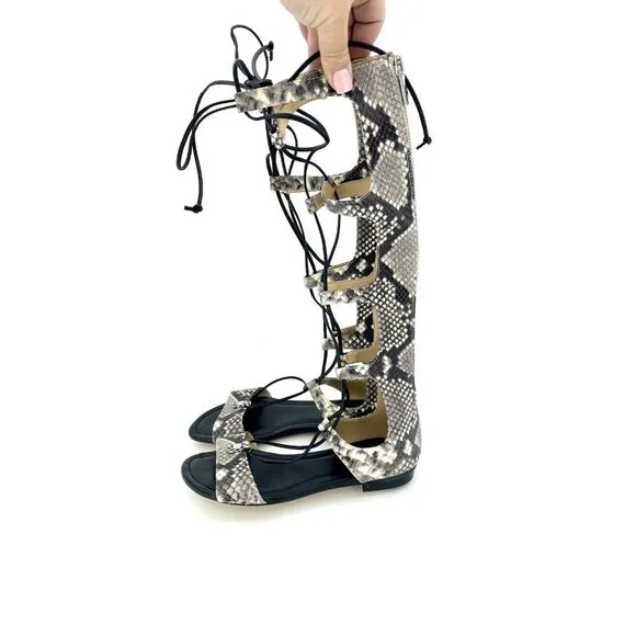 MICHAEL KORS Gladiator Sandals Sofia Snake Python Embossed Leather Sz 7 NEW