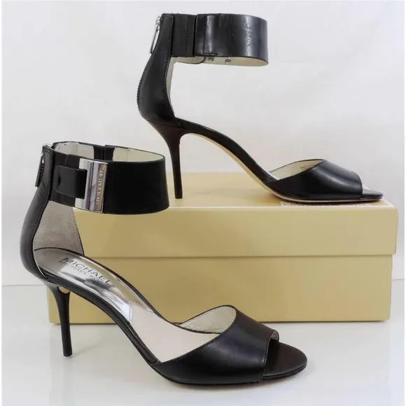 Michael Kors Guiliana Open Toe Ankle Strap Sandal Black Size 6.5
