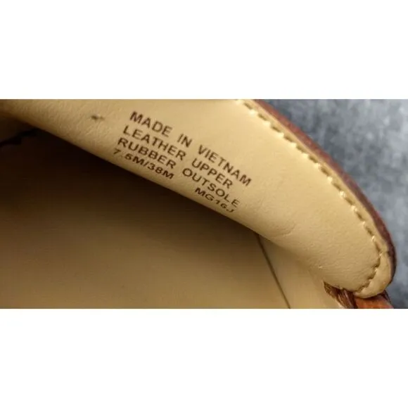 Michael Kors Hamilton Leather Loafer Cognac Gold MK Logo Padlock‎ Womens 7.5 NEW