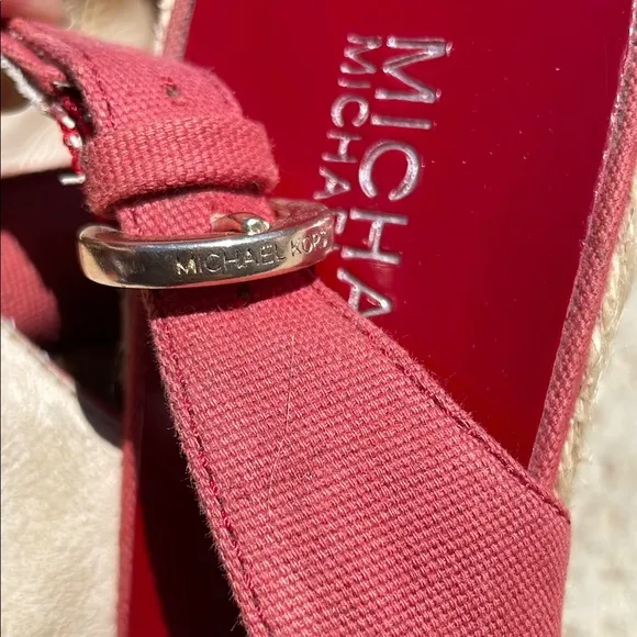 Michael Kors Red Wedge Espadrilles with Bow Detail