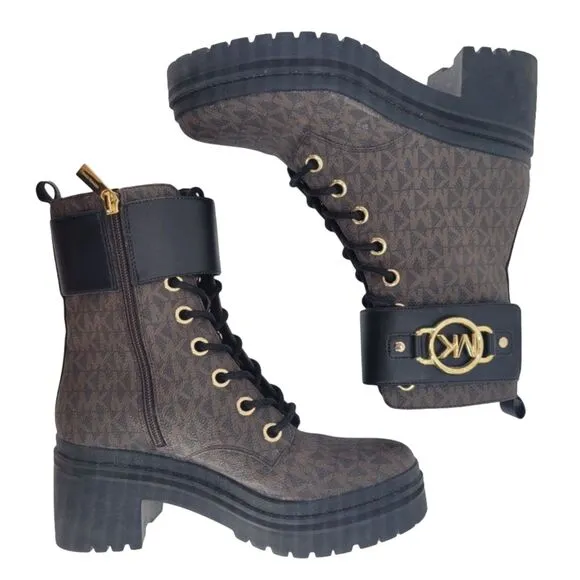 Michael Kors 'Rory' Heeled Ankle Boots Dark Brown Black 6