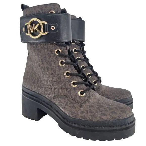Michael Kors 'Rory' Heeled Ankle Boots Dark Brown Black 6