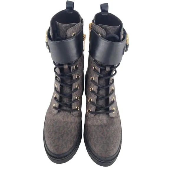 Michael Kors 'Rory' Heeled Ankle Boots Dark Brown Black 6