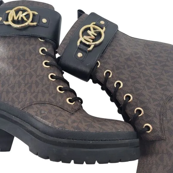 Michael Kors 'Rory' Heeled Ankle Boots Dark Brown Black 6