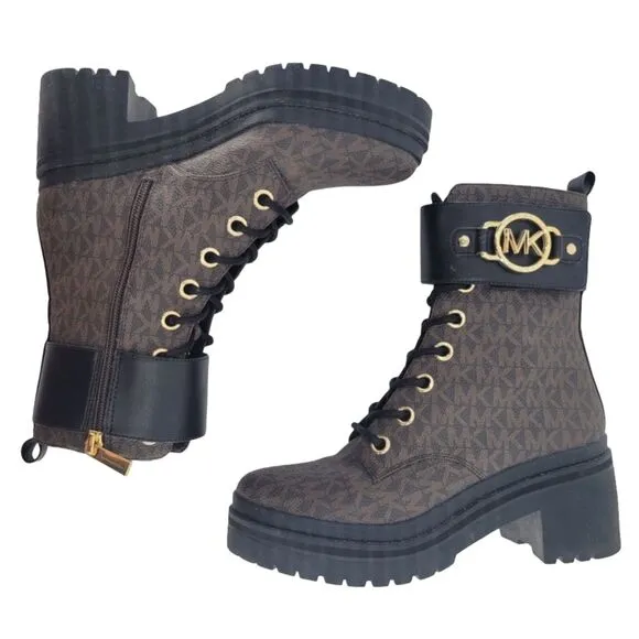 Michael Kors 'Rory' Heeled Ankle Boots Dark Brown Black 6