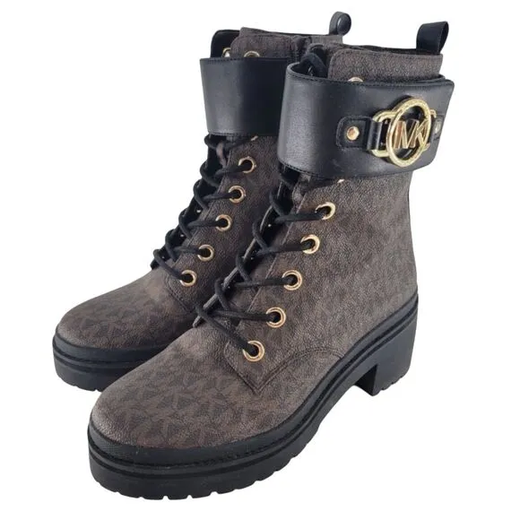 Michael Kors 'Rory' Heeled Ankle Boots Dark Brown Black 6