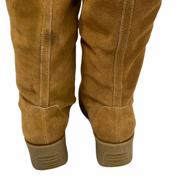MICHAEL KORS Suede Wedge Boots Lace Up Sz 7.5 Mid-Calf