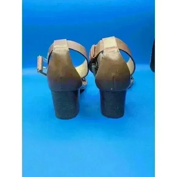 Michael Kors Women's Brown Open Toe Ankle Strappy Block Heel Sandals Size 8.5