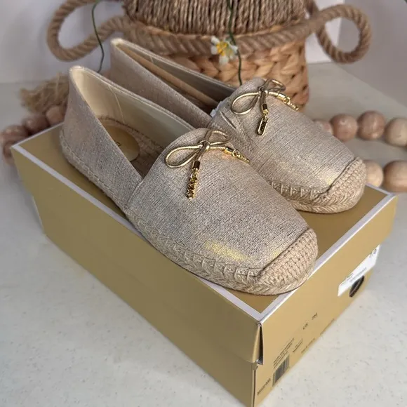 MICHAEL KORSNORI ESPADRILLE Metallic Linen Sz 7