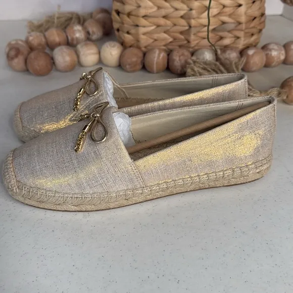 MICHAEL KORSNORI ESPADRILLE Metallic Linen Sz 7