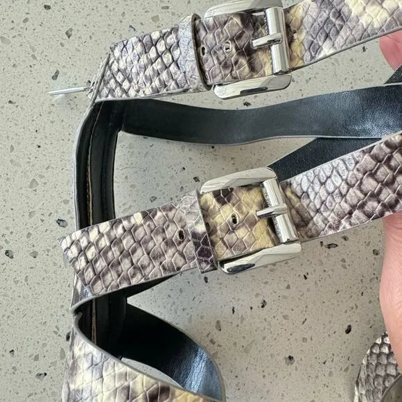 MICHAEL Michael Kors Darby Leather Snake Printed Tall Gladiator Sandals Size 8M
