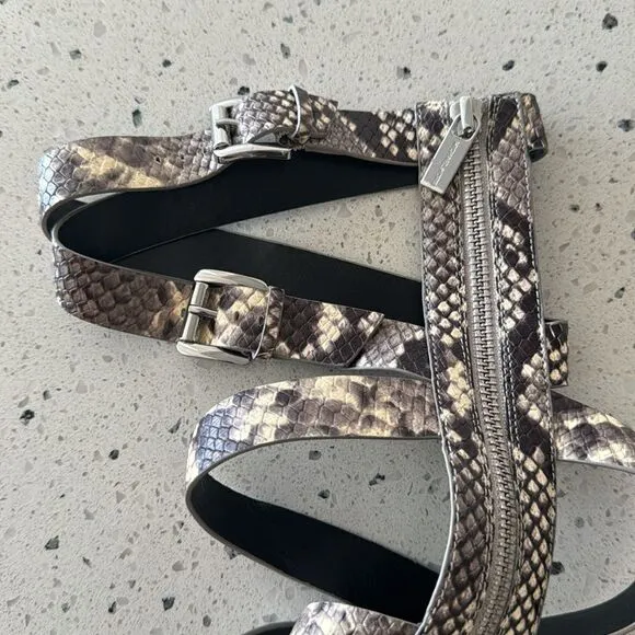 MICHAEL Michael Kors Darby Leather Snake Printed Tall Gladiator Sandals Size 8M
