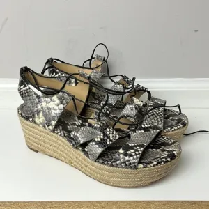 MICHAEL Michael Kors snakeskin  printed leather gladiator espadrilles