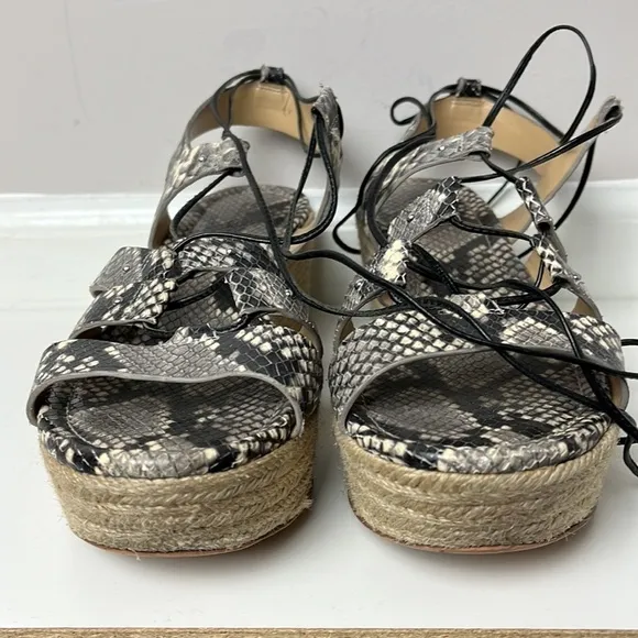 MICHAEL Michael Kors snakeskin  printed leather gladiator espadrilles