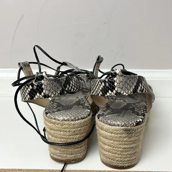 MICHAEL Michael Kors snakeskin  printed leather gladiator espadrilles