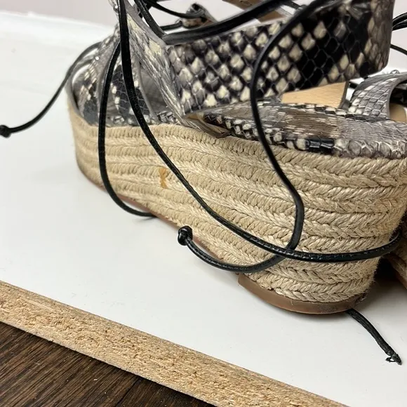 MICHAEL Michael Kors snakeskin  printed leather gladiator espadrilles