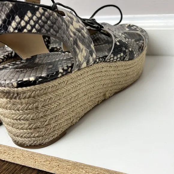 MICHAEL Michael Kors snakeskin  printed leather gladiator espadrilles