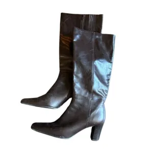 Michelle D Vintage Chunky Round Toe Boots Brown Mid-Calf Size 8