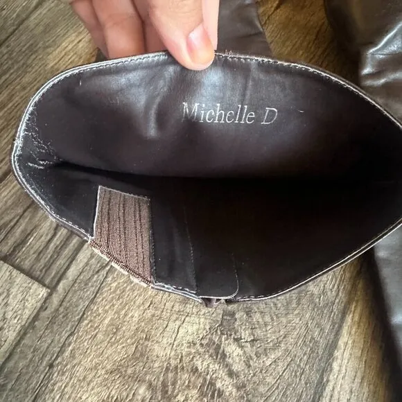 Michelle D Vintage Chunky Round Toe Boots Brown Mid-Calf Size 8