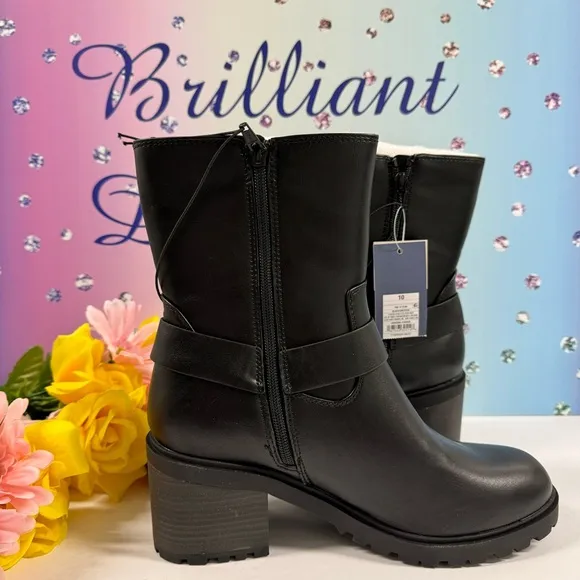 🏍️MID CALF HEELED MOTO BOOTS
