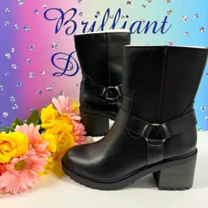 🏍️MID CALF HEELED MOTO BOOTS