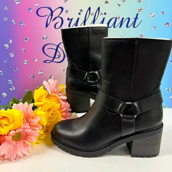 🏍️MID CALF HEELED MOTO BOOTS