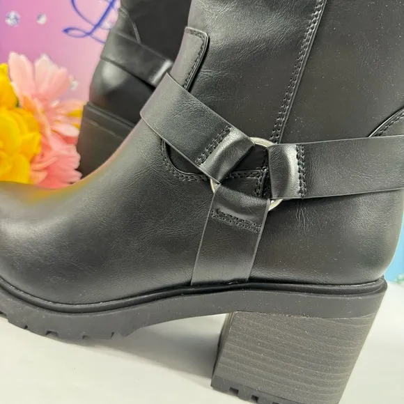 🏍️MID CALF HEELED MOTO BOOTS