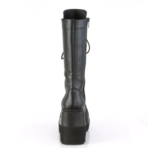 Mid Calf Lace Up Gothic Wedge Platform Boots
