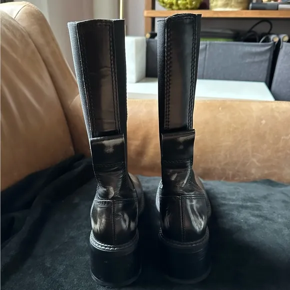 Miista Flabia E8 black leather distressed boots grunge 90s designer mid calf 37