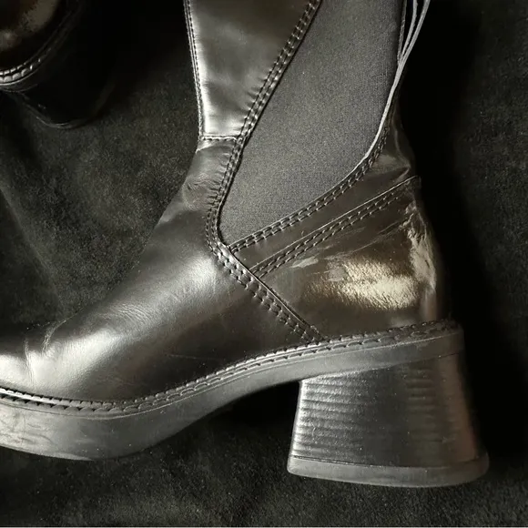 Miista Flabia E8 black leather distressed boots grunge 90s designer mid calf 37