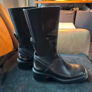 Miista Flabia E8 black leather distressed boots grunge 90s designer mid calf 37