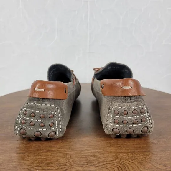 Mike Konos Mens Shoes Size 10 Taupe Suede Leather Driving Loafers Mocassins