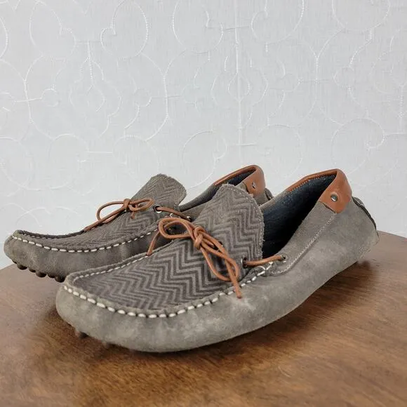 Mike Konos Mens Shoes Size 10 Taupe Suede Leather Driving Loafers Mocassins
