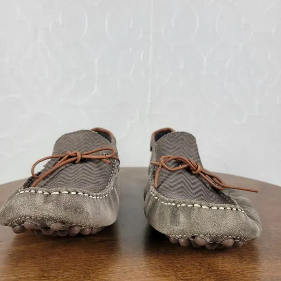Mike Konos Mens Shoes Size 10 Taupe Suede Leather Driving Loafers Mocassins