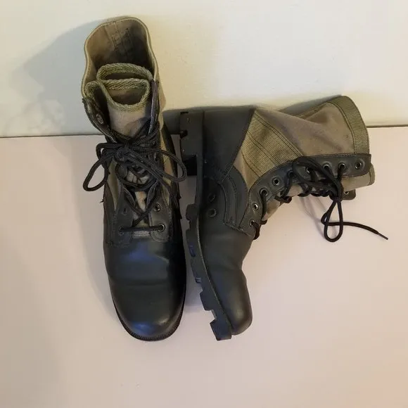Military Combat Boots Green Black Lace Up Moto Grunge High Top Mens 13R