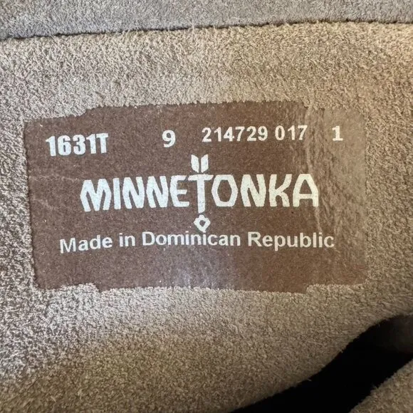 Minnetonka Gray Suede 3-layer Fringe Moccasin Pull On Mid Calf Boots Size 9