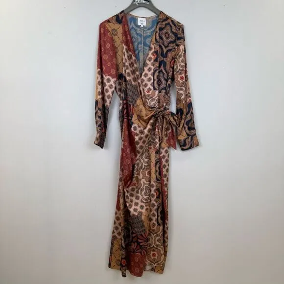 MISA Los Angeles Eliza Patchwork Wrap Dress 🧡