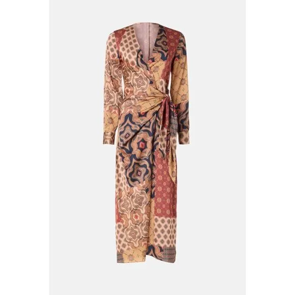 MISA Los Angeles Eliza Patchwork Wrap Dress 🧡