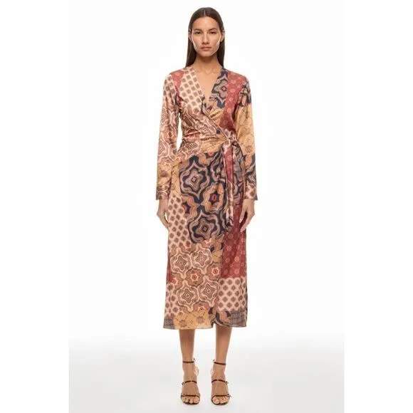 MISA Los Angeles Eliza Patchwork Wrap Dress 🧡