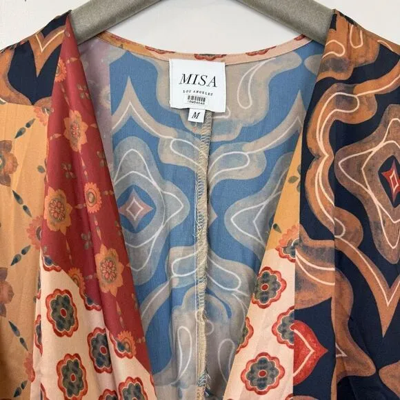 MISA Los Angeles Eliza Patchwork Wrap Dress 🧡