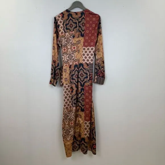 MISA Los Angeles Eliza Patchwork Wrap Dress 🧡