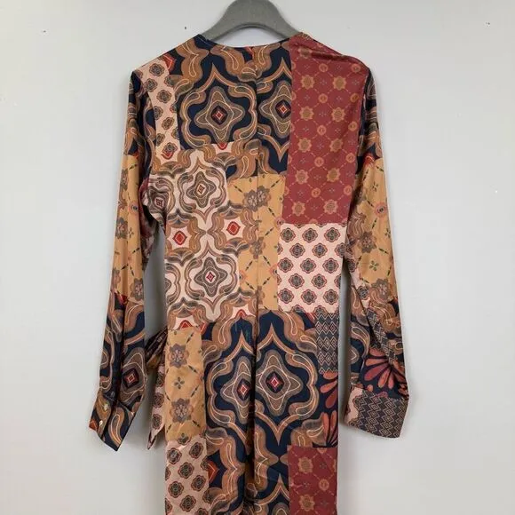 MISA Los Angeles Eliza Patchwork Wrap Dress 🧡