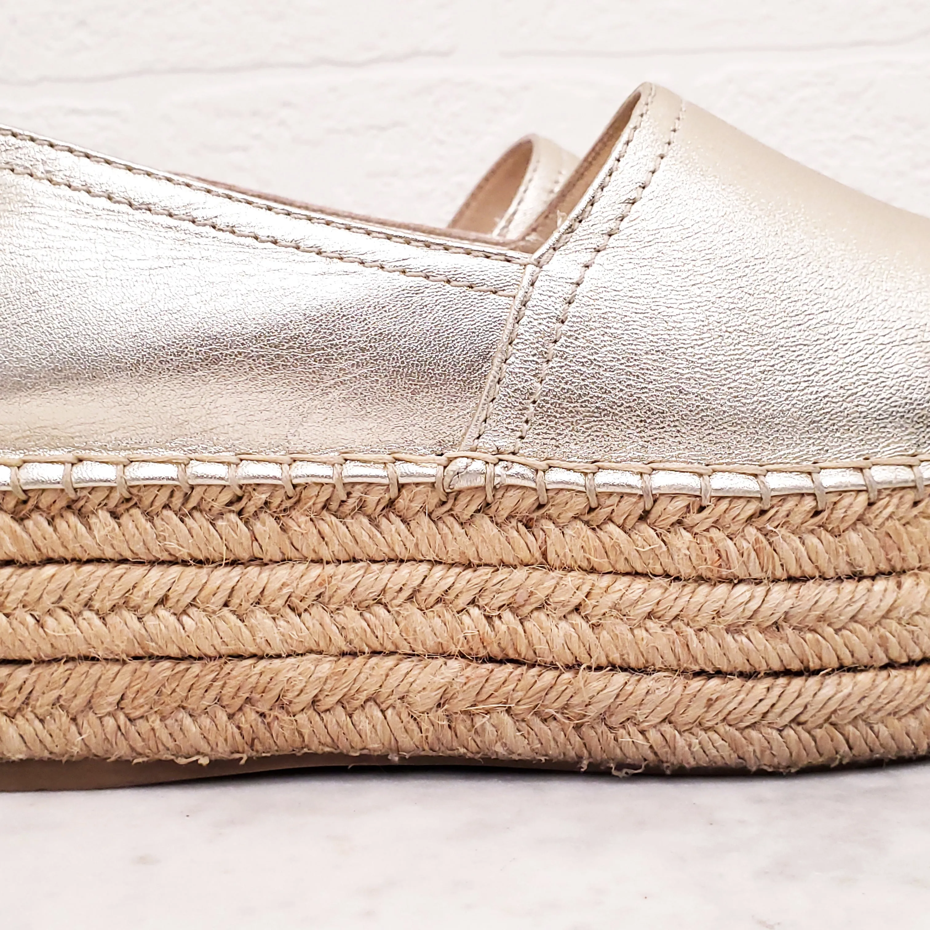 MIU MIU GOLD PLATFORM ESPADRILLES WITH CRYSTALS - SIZE 39