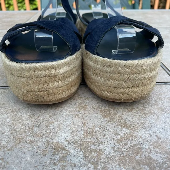 Miu Miu Suede Platform Espadrilles, Blue, Women's