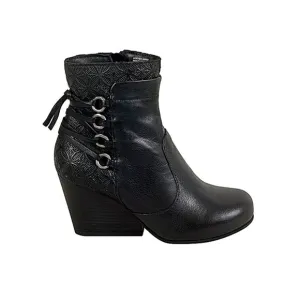 Miz Moox Katrina Black Leather Heeled Ankle Boots